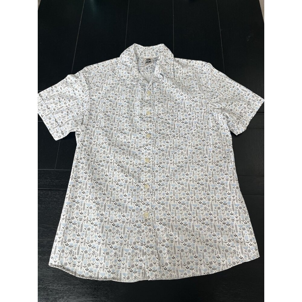 Vintage 70s Kennington Scandinavian Print Shirt Mens Size Large Floral Cotton